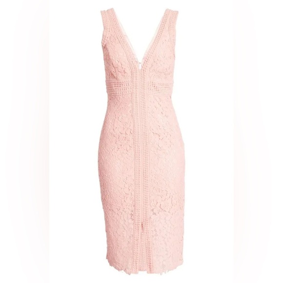 BARDOT Morgan Front Slit Lace Cocktail Dress in Blush Pink Sz. 4 XS - Picture 1 of 7